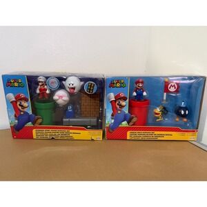 Super Mario Jakks Diorama Set Spinning Spirit House Airship Deck Lot of 2